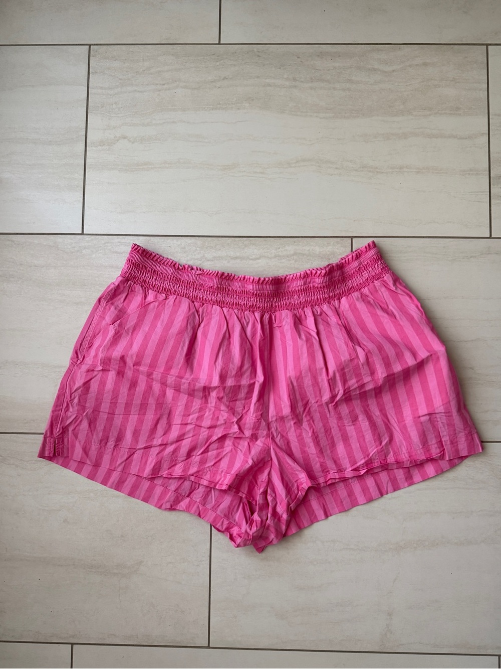 a new day Pink Striped Smocked Waist Elastic Shorts